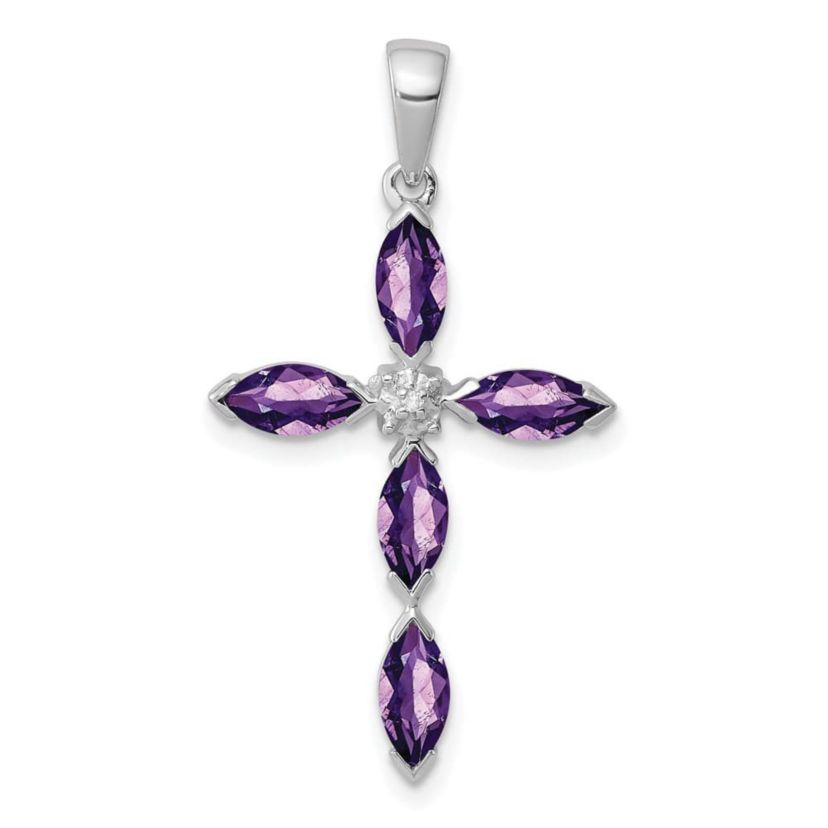 1 ct. t.w. Amethyst and 0.003 ct. t.w. Diamond Pendant in Sterling Silver Rhodium-plated