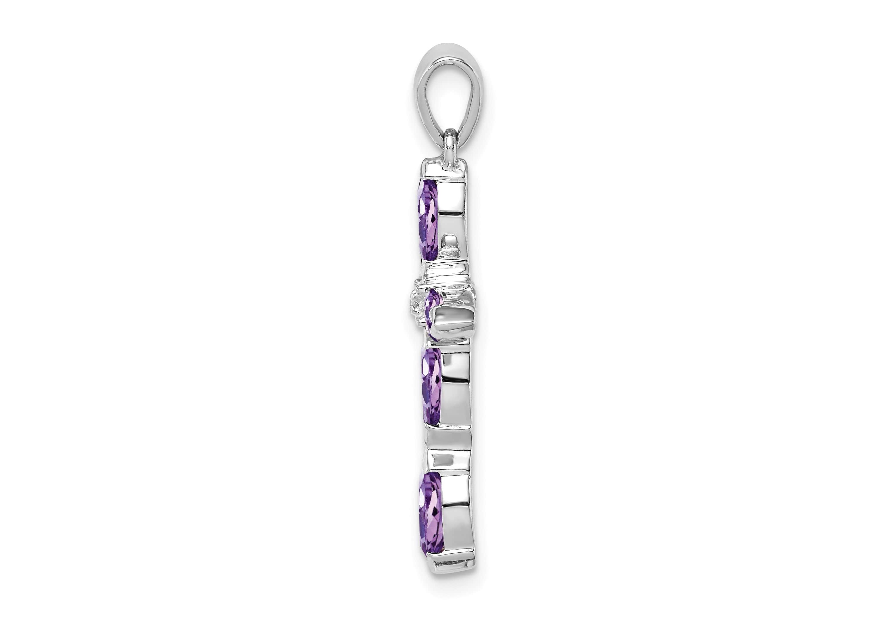 1 ct. t.w. Amethyst and 0.003 ct. t.w. Diamond Pendant in Sterling Silver Rhodium-plated