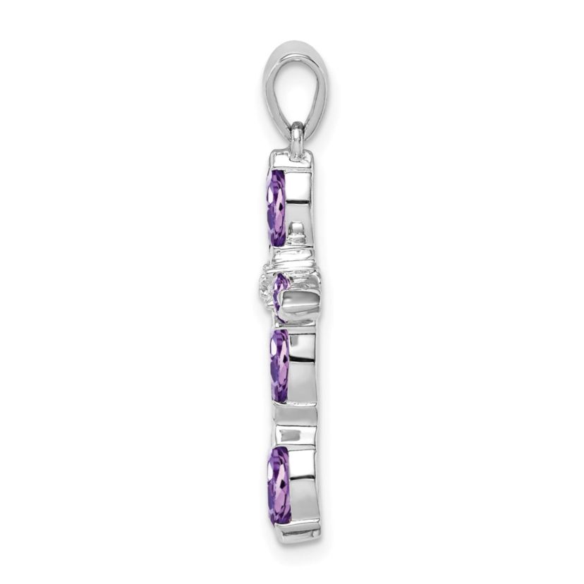 1 ct. t.w. Amethyst and 0.003 ct. t.w. Diamond Pendant in Sterling Silver Rhodium-plated