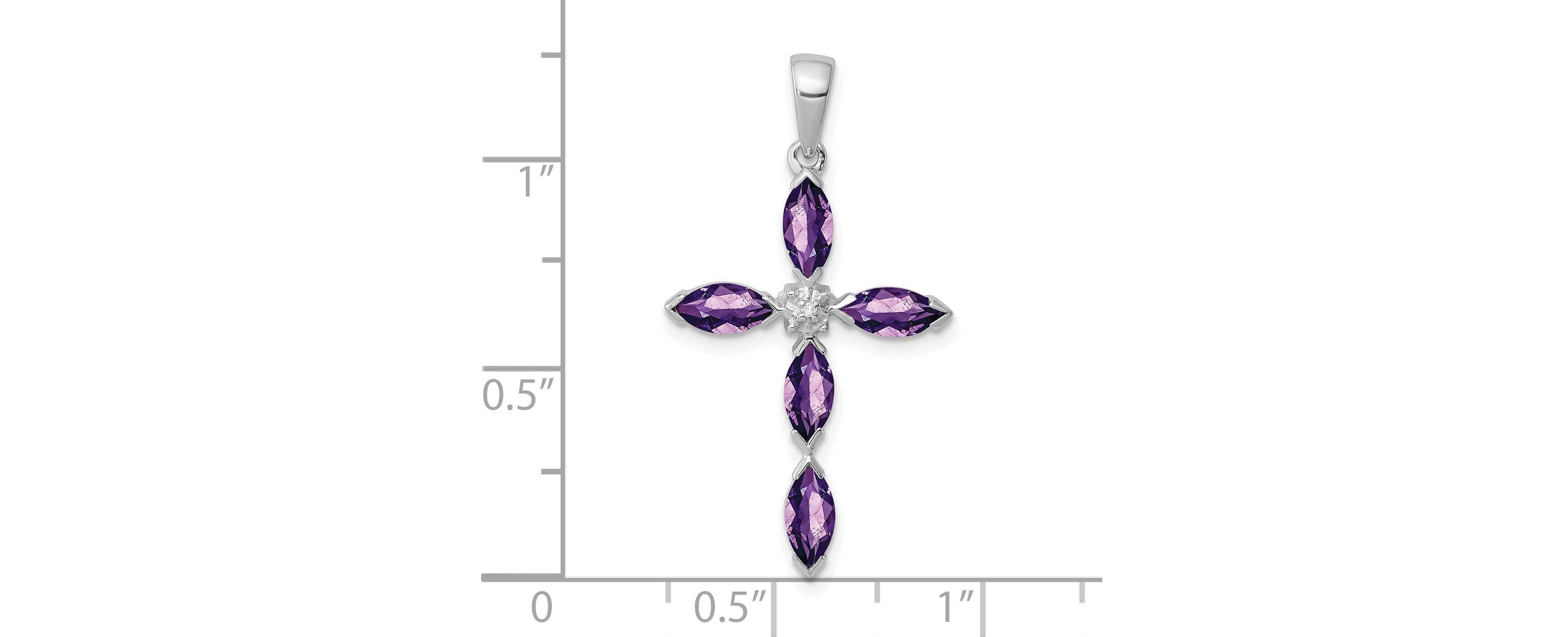 1 ct. t.w. Amethyst and 0.003 ct. t.w. Diamond Pendant in Sterling Silver Rhodium-plated