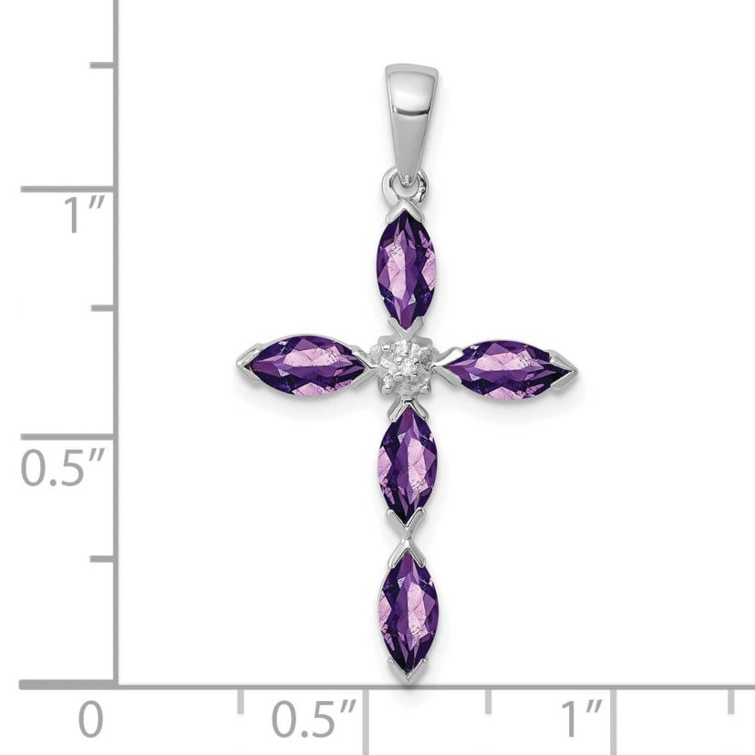 1 ct. t.w. Amethyst and 0.003 ct. t.w. Diamond Pendant in Sterling Silver Rhodium-plated