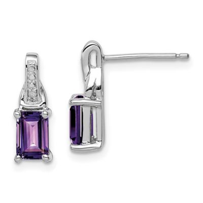 Belk & Co 1.2 ct. t.w. Amethyst and Diamond Accent Earrings in Rhodium-plated Sterling Silver, Purple