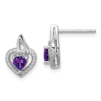 Belk & Co 1/2 ct. t.w. Amethyst and Diamond Accent Earrings in Rhodium-plated Sterling Silver, Purple