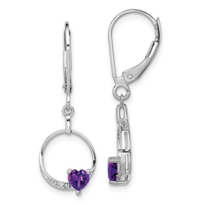 Belk & Co 1/2 ct. t.w. Amethyst and Diamond Accent Earrings in Rhodium-plated Sterling Silver, Purple