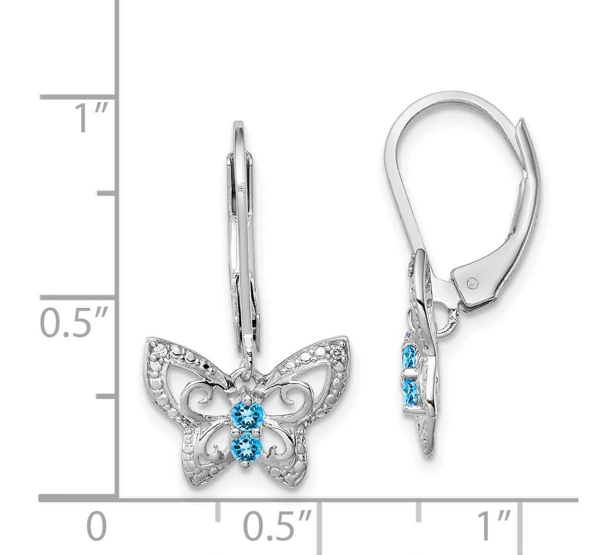 1/6 ct. t.w. Blue Topaz and Diamond Accent Earrings in Rhodium-plated Sterling Silver