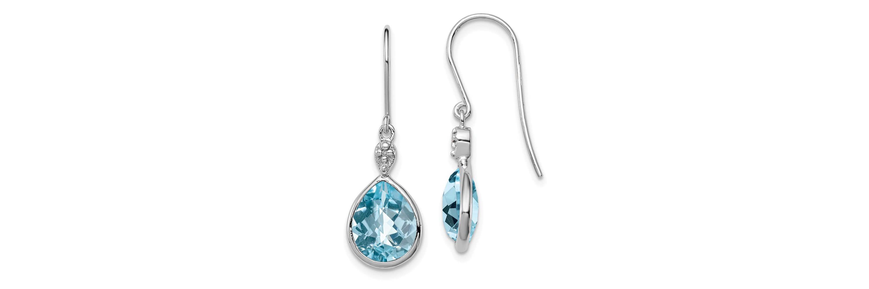 9.6 ct. t.w. Blue Topaz and Diamond Accent Earrings in Rhodium-plated Sterling Silver