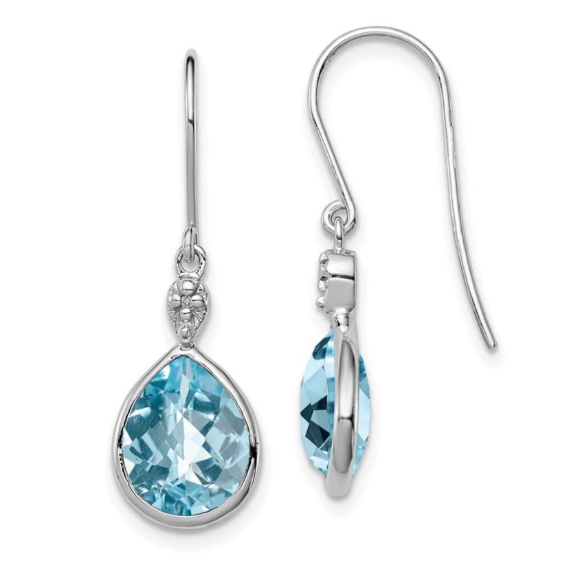 9.6 ct. t.w. Blue Topaz and Diamond Accent Earrings in Rhodium-plated Sterling Silver