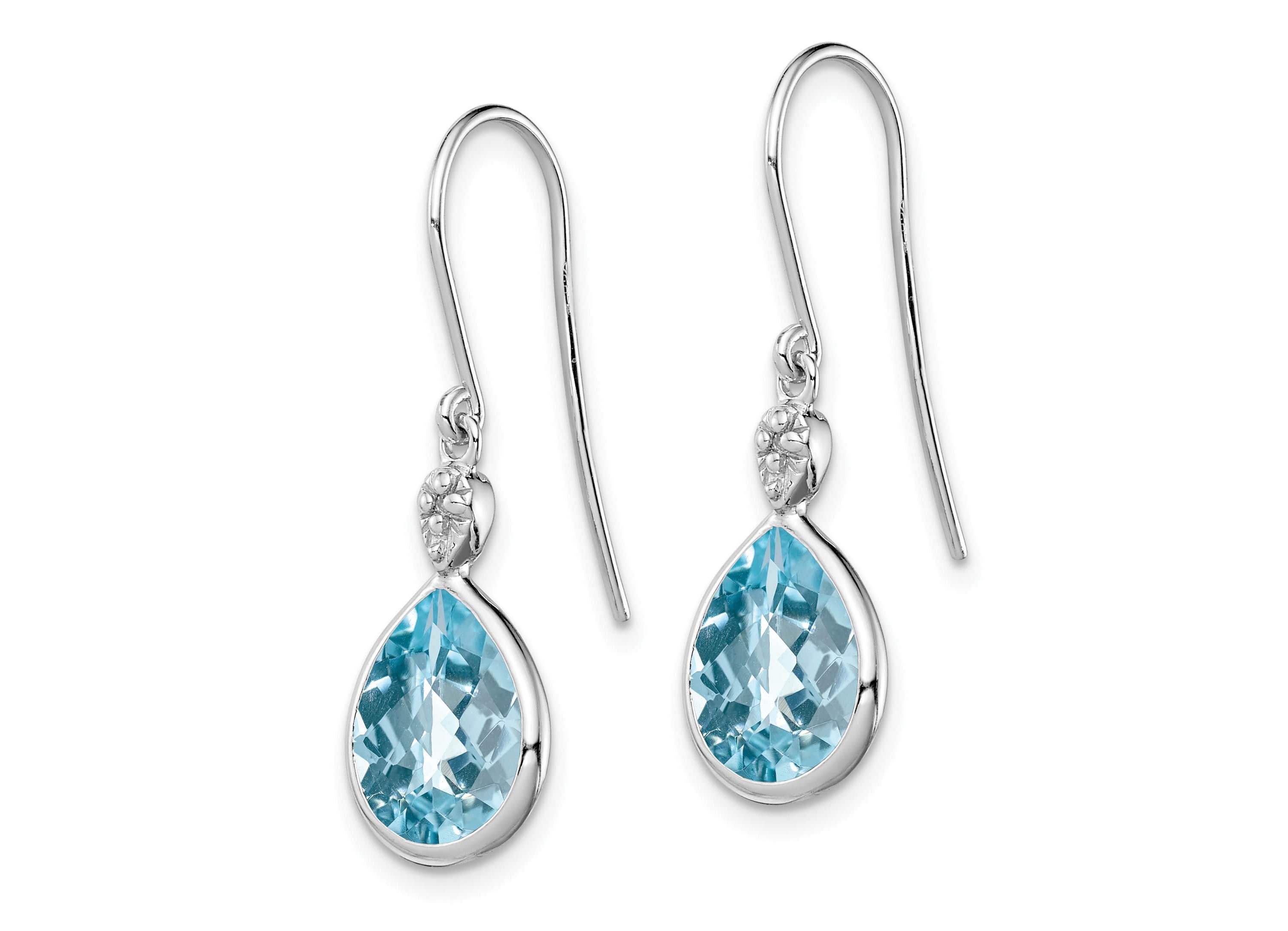 9.6 ct. t.w. Blue Topaz and Diamond Accent Earrings in Rhodium-plated Sterling Silver
