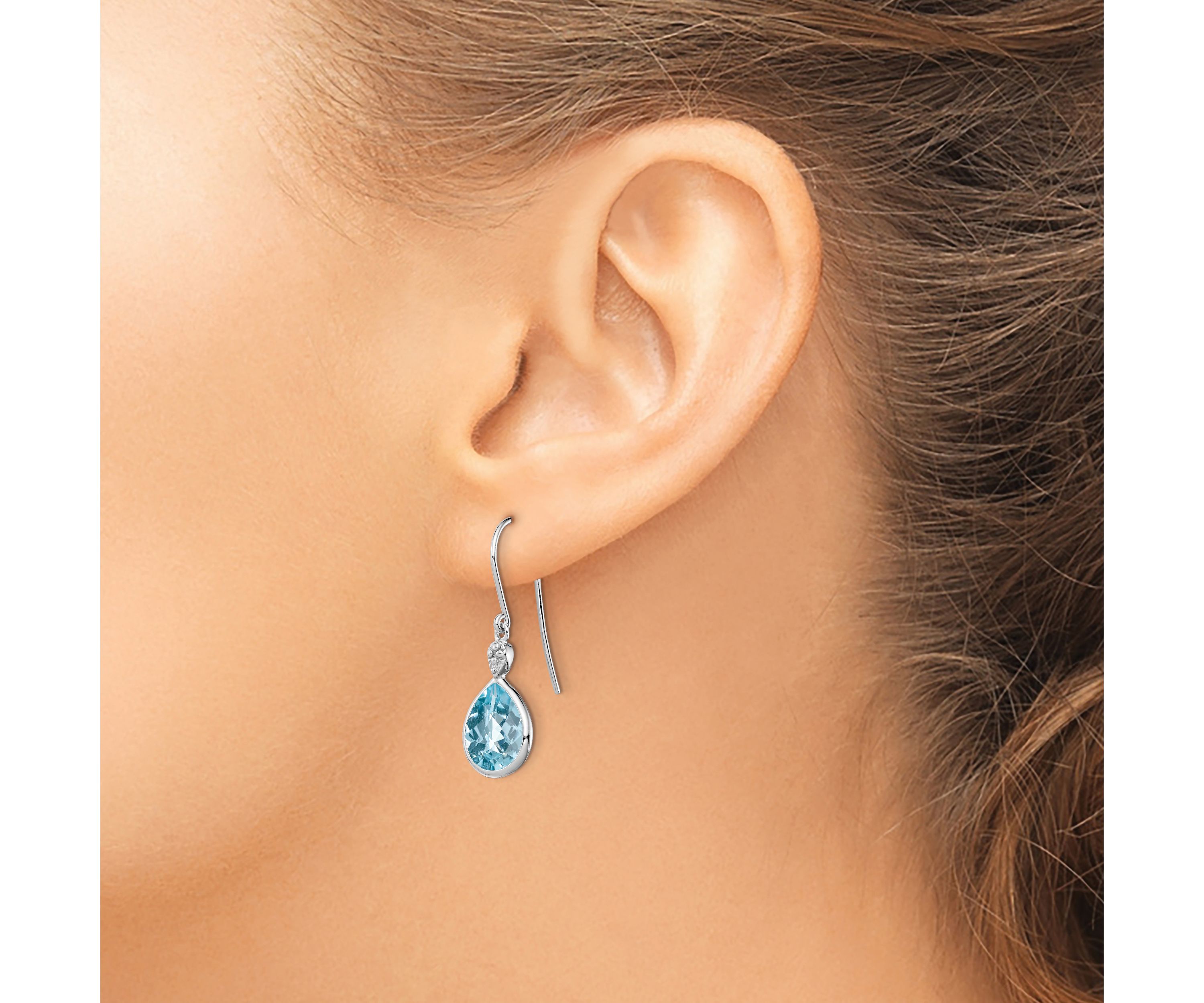 9.6 ct. t.w. Blue Topaz and Diamond Accent Earrings in Rhodium-plated Sterling Silver