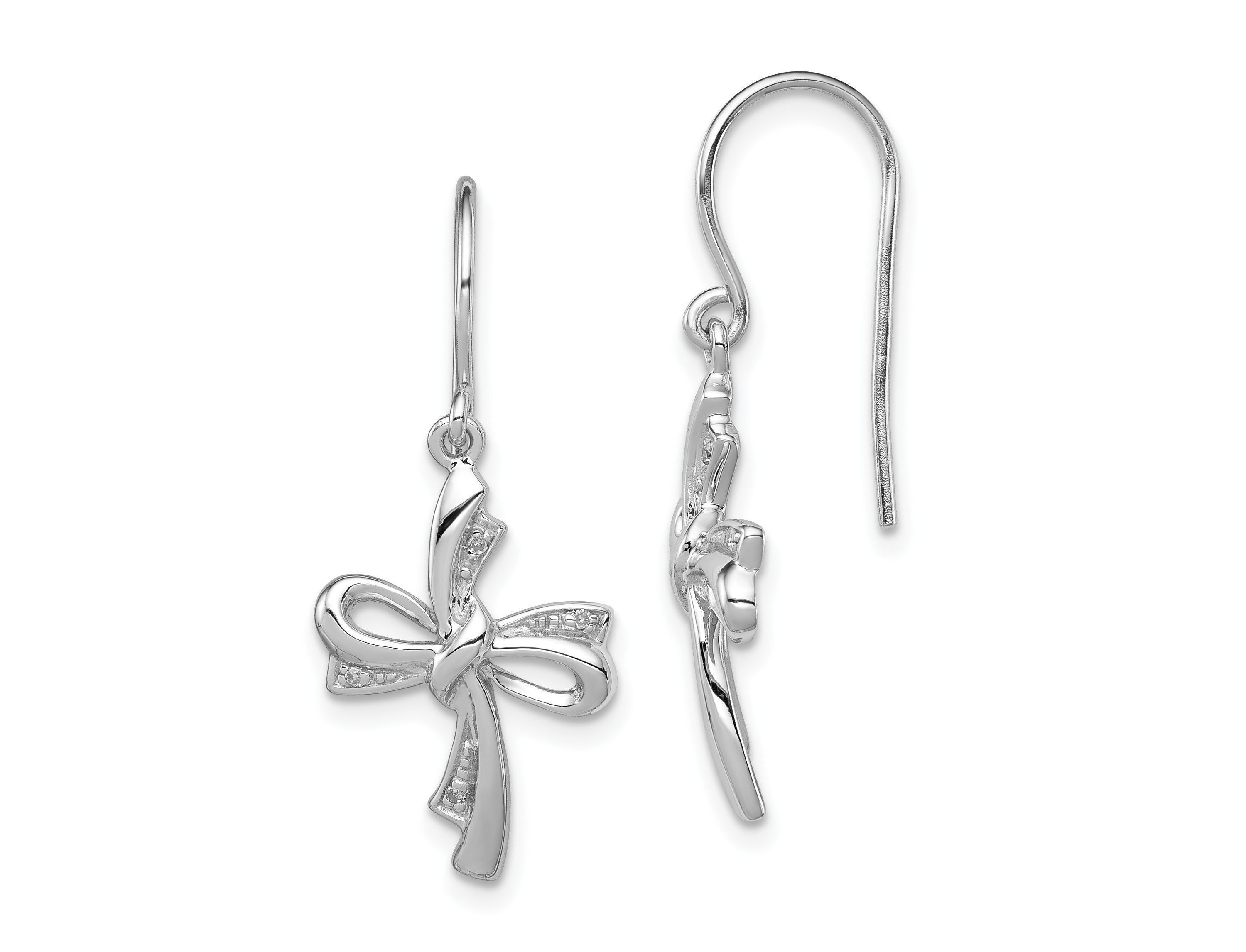 0.024 ct. t.w. Diamond Cross Dangle Earrings in Rhodium-plated Sterling Silver
