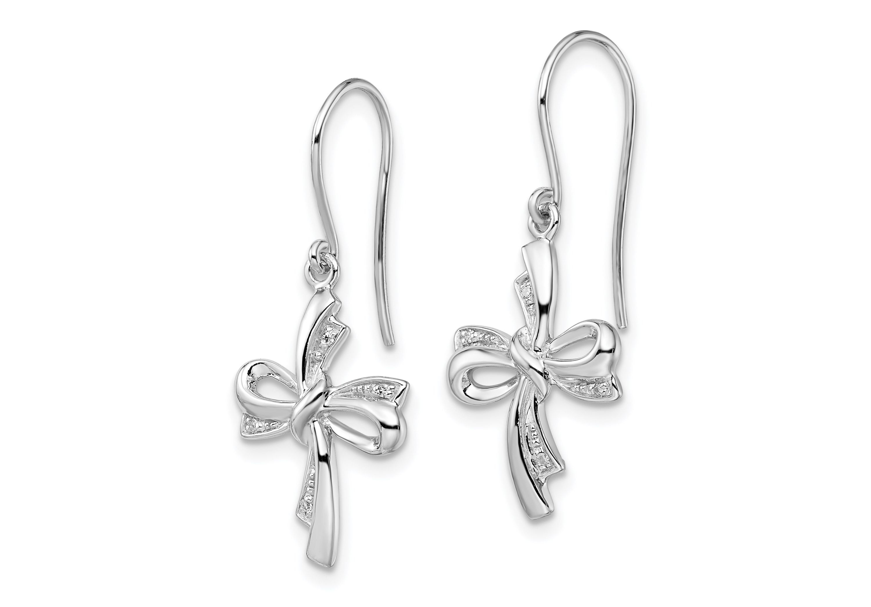 0.024 ct. t.w. Diamond Cross Dangle Earrings in Rhodium-plated Sterling Silver