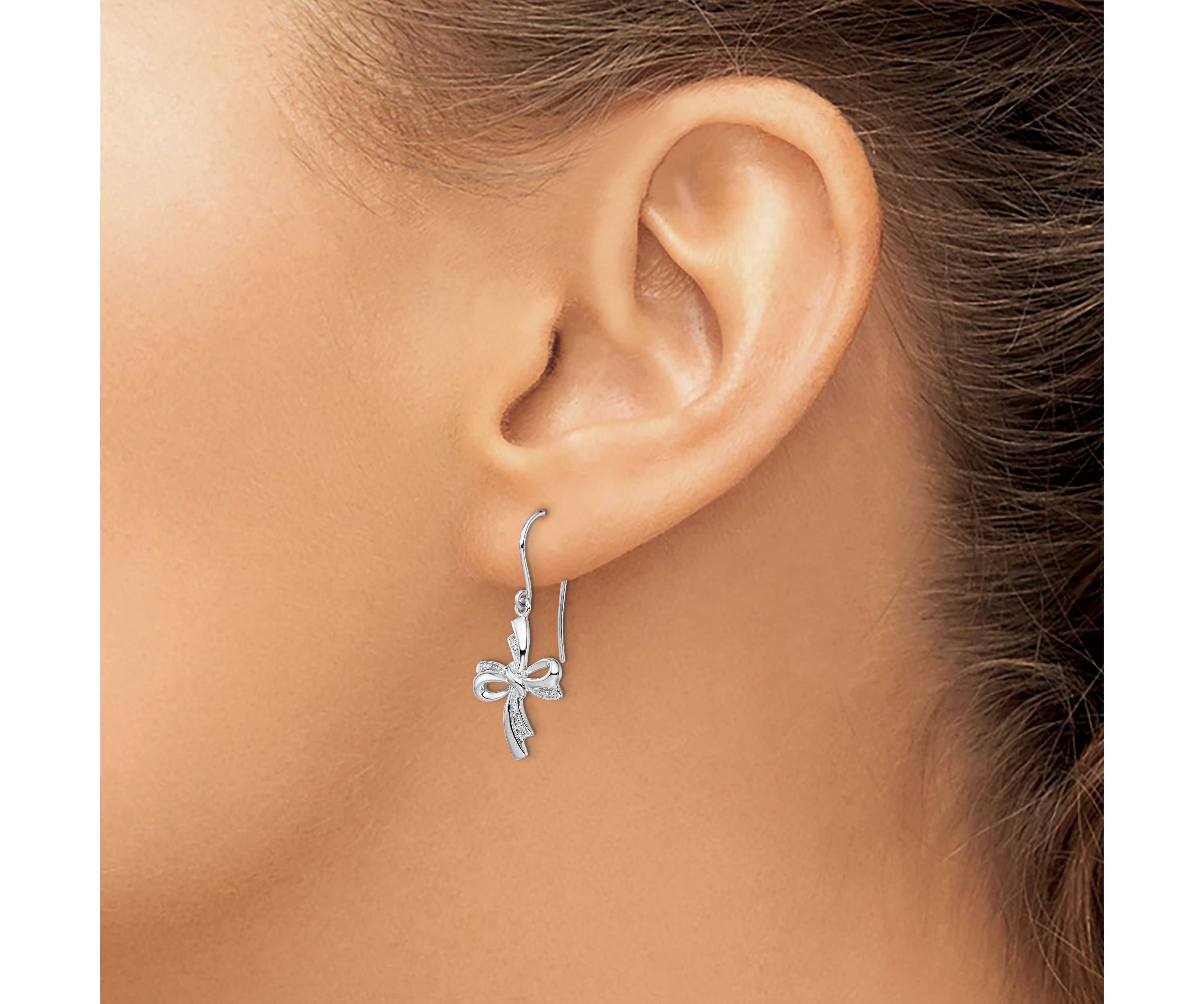 0.024 ct. t.w. Diamond Cross Dangle Earrings in Rhodium-plated Sterling Silver