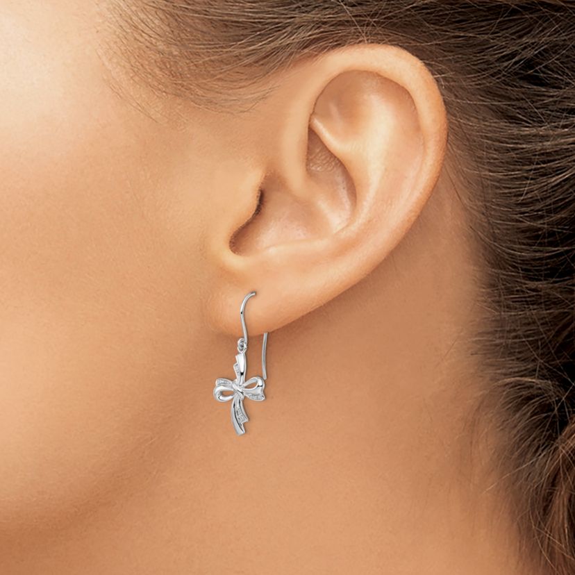 0.024 ct. t.w. Diamond Cross Dangle Earrings in Rhodium-plated Sterling Silver