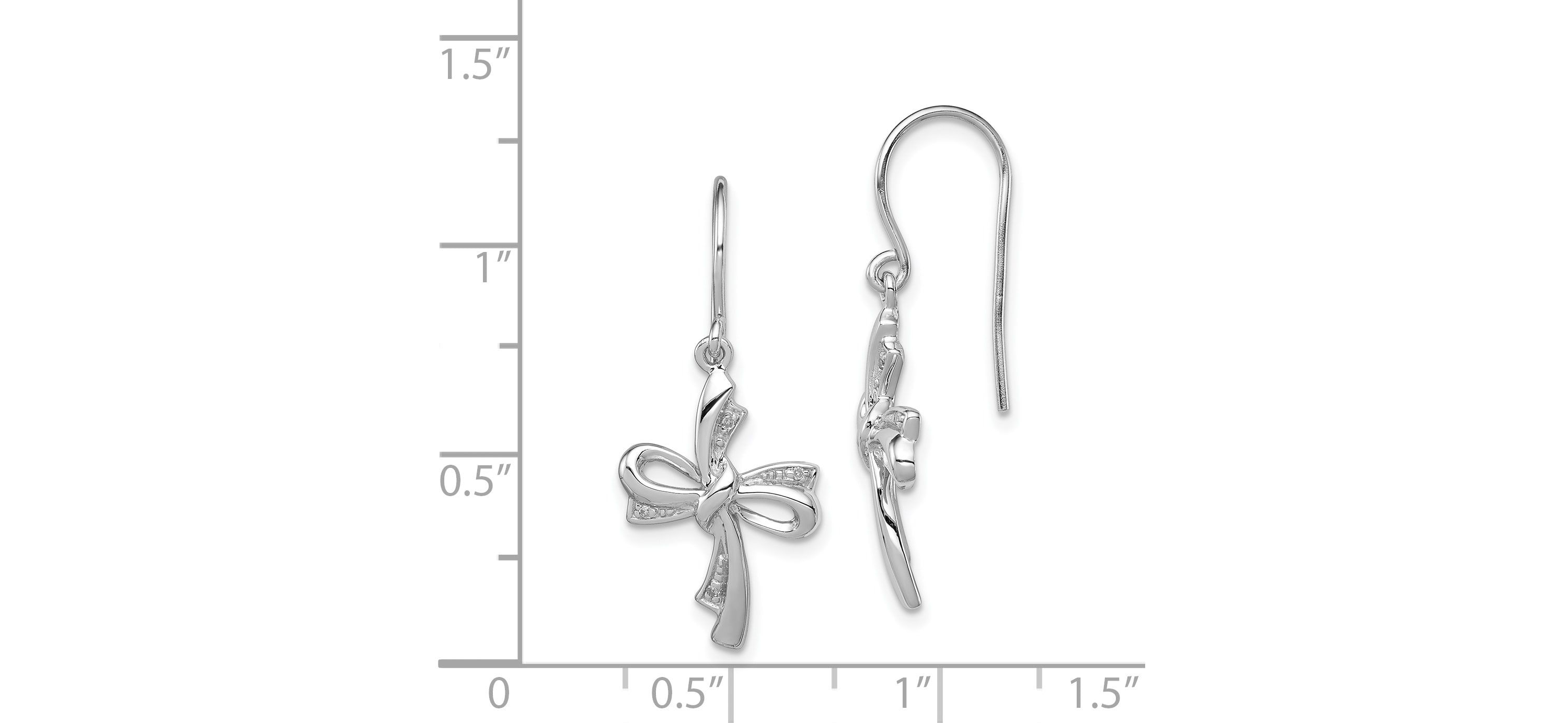 0.024 ct. t.w. Diamond Cross Dangle Earrings in Rhodium-plated Sterling Silver