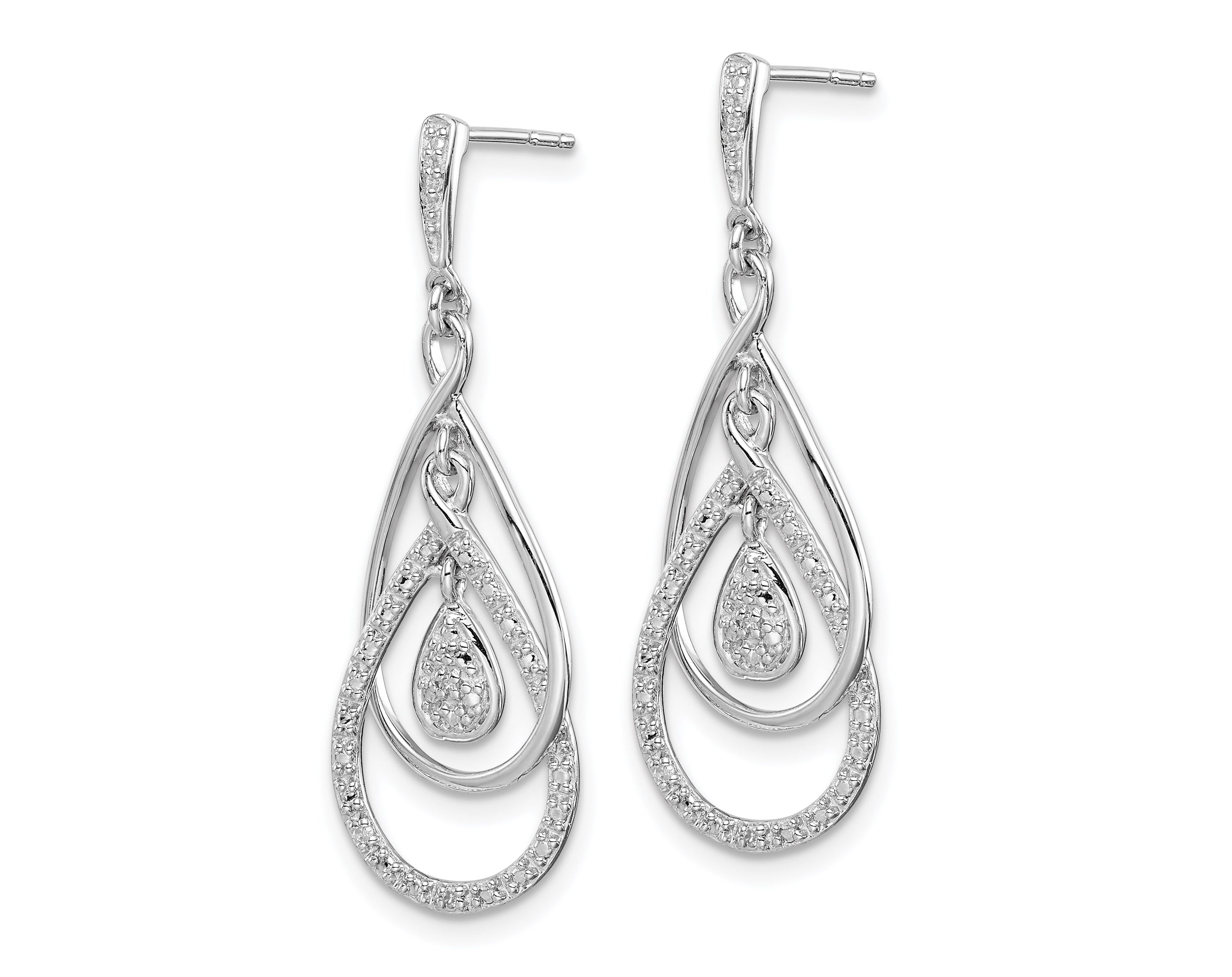 0.03 ct. t.w. Diamond Post Dangle Earrings in Rhodium-plated Sterling Silver