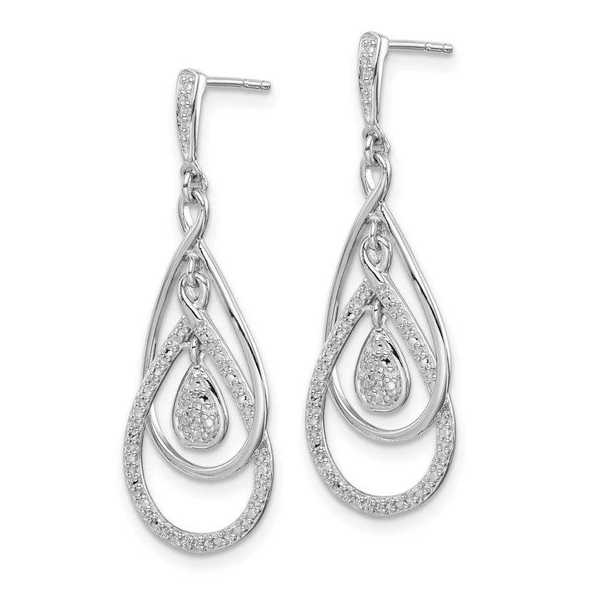 0.03 ct. t.w. Diamond Post Dangle Earrings in Rhodium-plated Sterling Silver