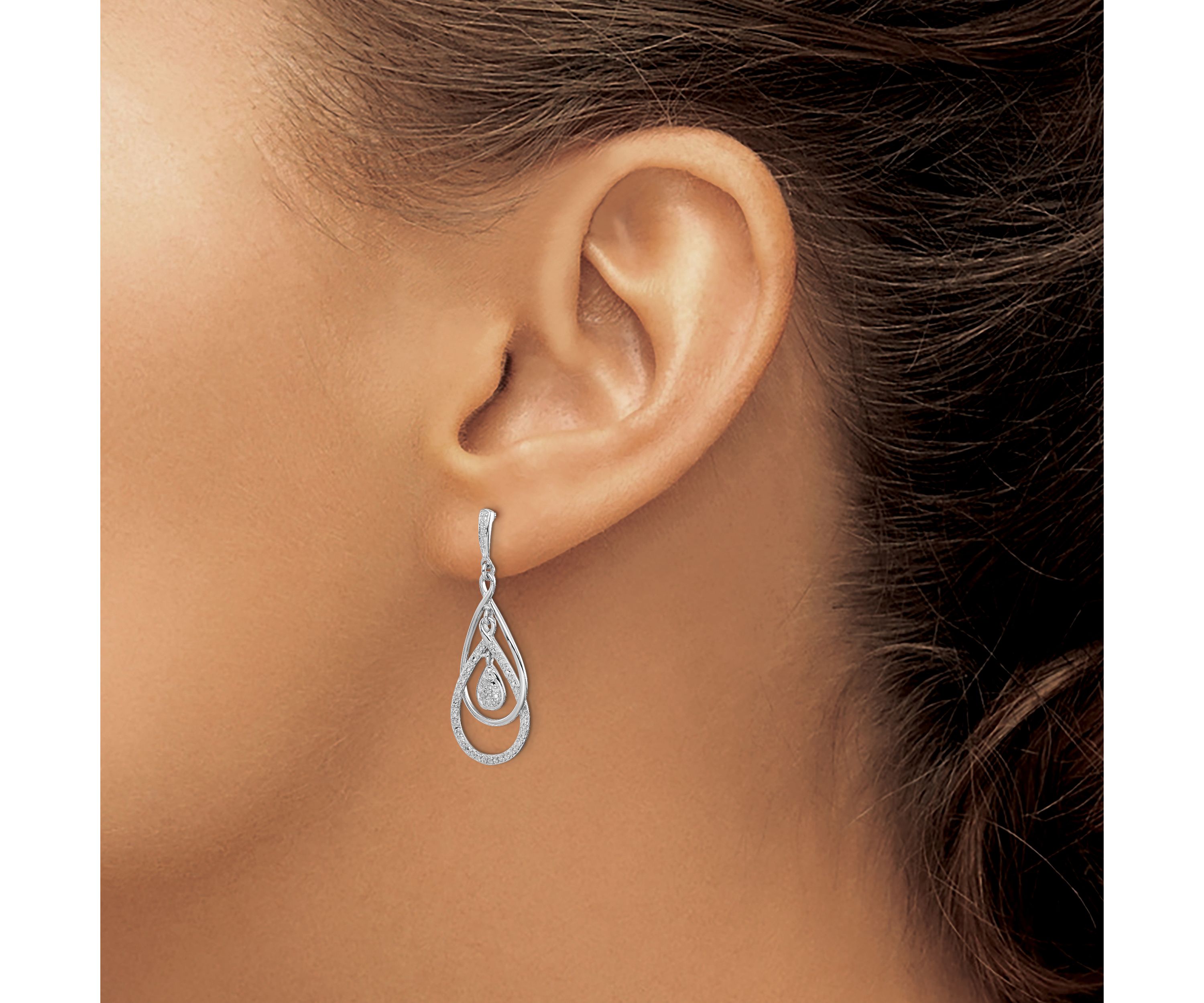 0.03 ct. t.w. Diamond Post Dangle Earrings in Rhodium-plated Sterling Silver