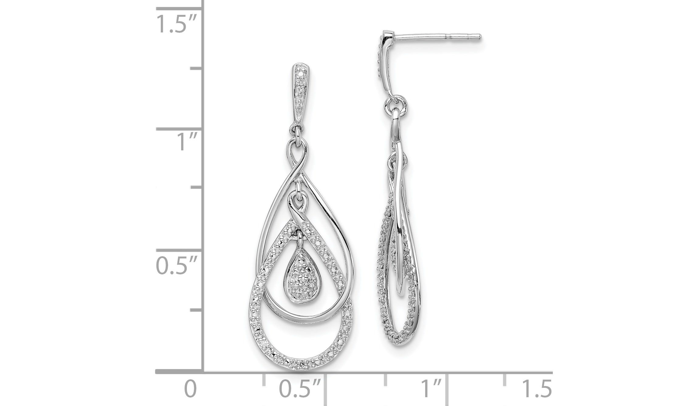 0.03 ct. t.w. Diamond Post Dangle Earrings in Rhodium-plated Sterling Silver