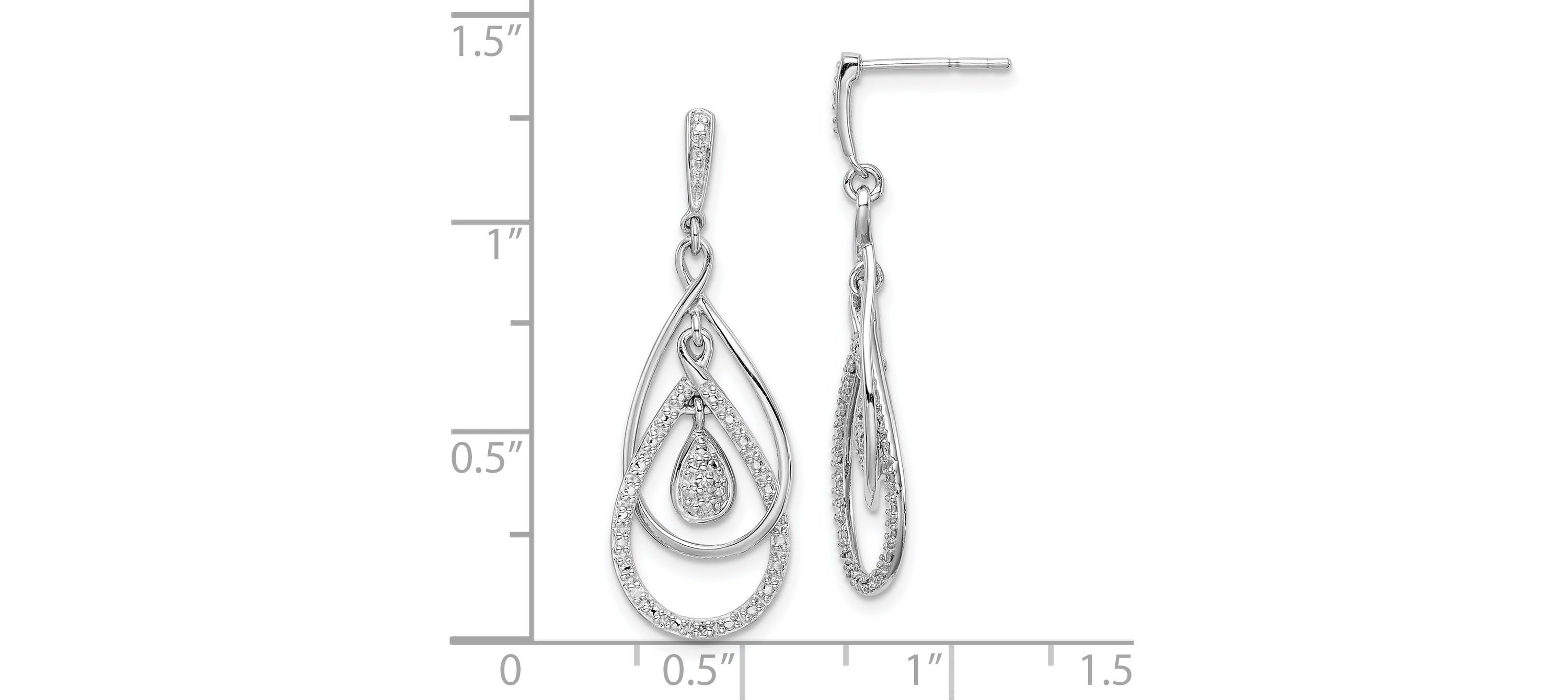 0.03 ct. t.w. Diamond Post Dangle Earrings in Rhodium-plated Sterling Silver