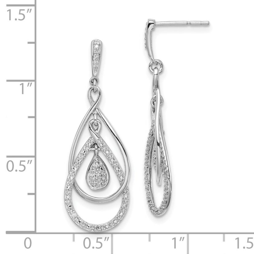 0.03 ct. t.w. Diamond Post Dangle Earrings in Rhodium-plated Sterling Silver