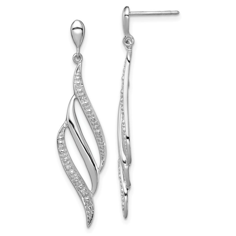 0.024 ct. t.w. Diamond Swirl Post Dangle Earrings in Rhodium-plated Sterling Silver