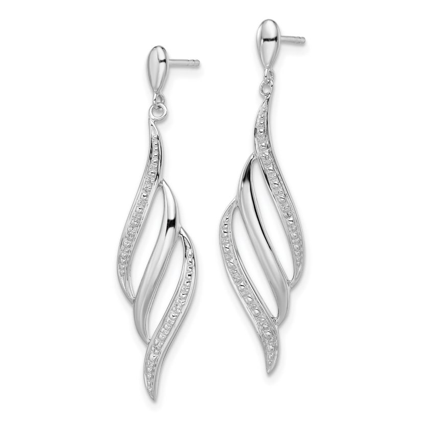 0.024 ct. t.w. Diamond Swirl Post Dangle Earrings in Rhodium-plated Sterling Silver