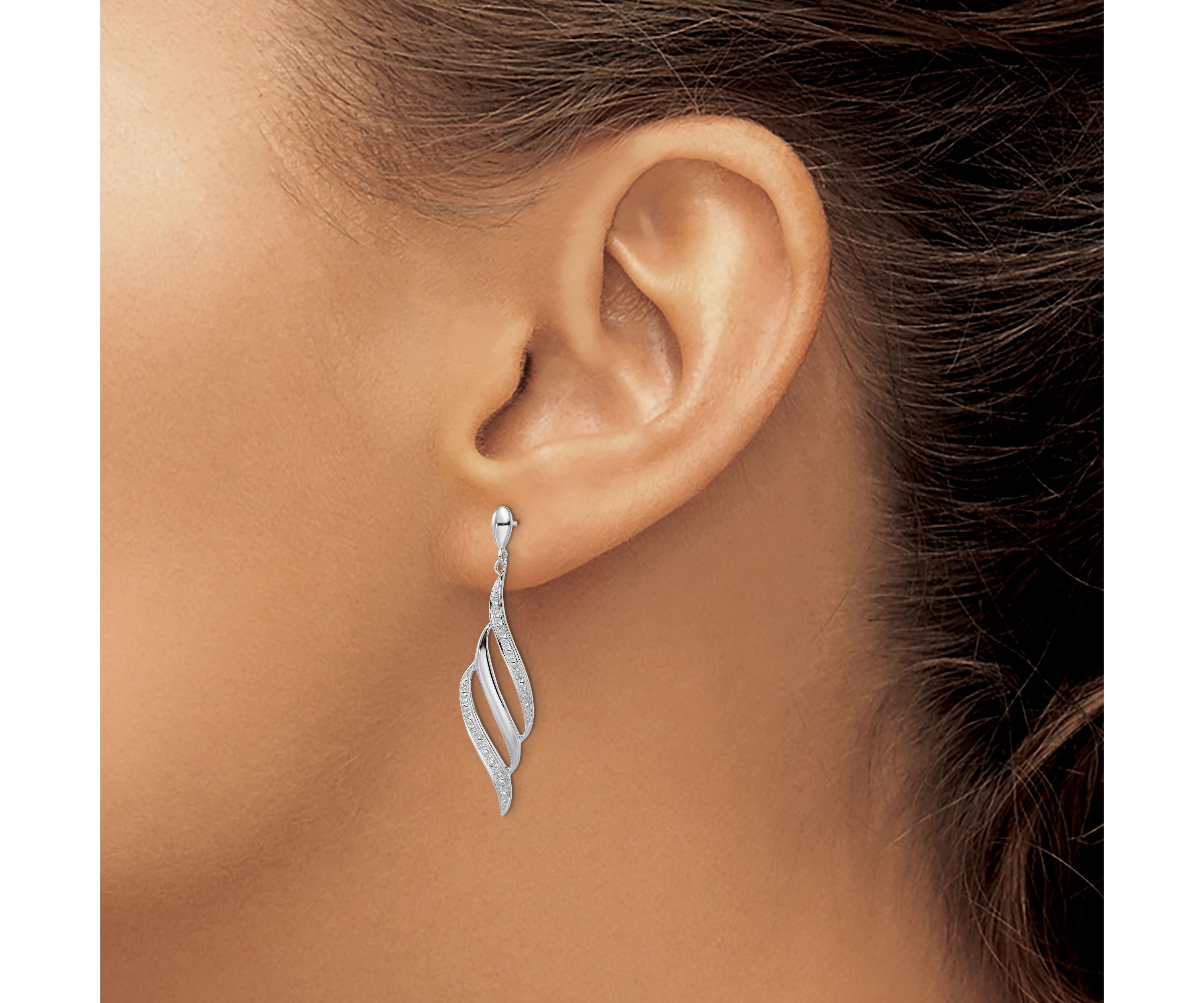 0.024 ct. t.w. Diamond Swirl Post Dangle Earrings in Rhodium-plated Sterling Silver