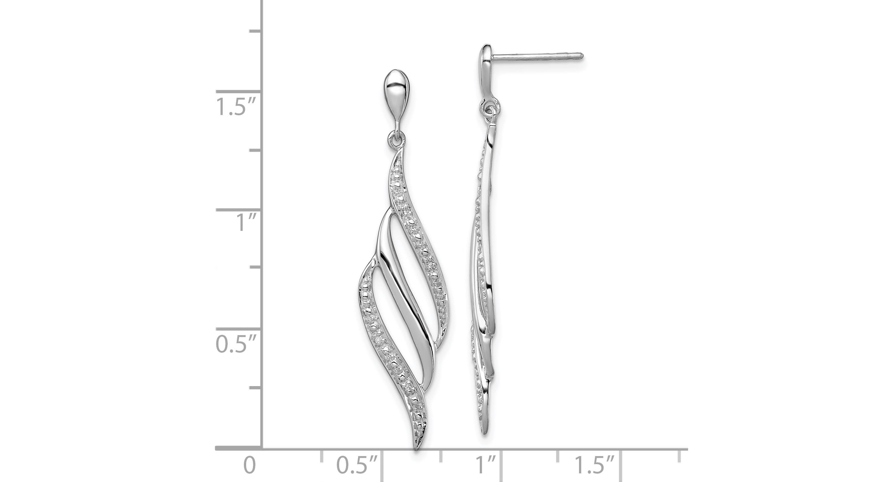 0.024 ct. t.w. Diamond Swirl Post Dangle Earrings in Rhodium-plated Sterling Silver