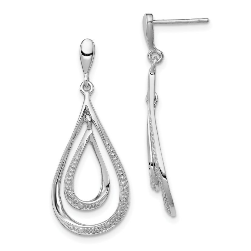 0.018 ct. t.w. Diamond Post Dangle Earrings in Rhodium-plated Sterling Silver