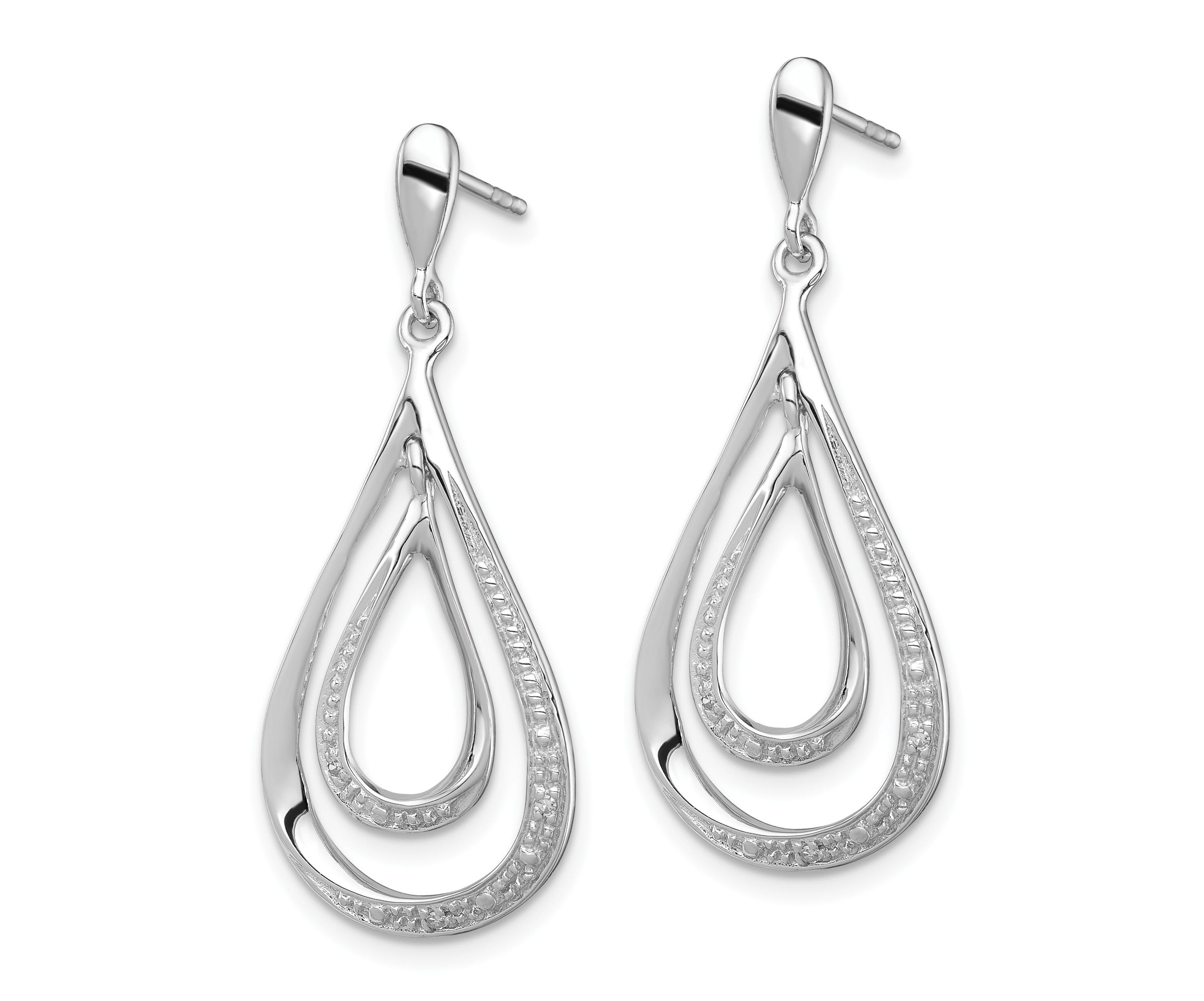 0.018 ct. t.w. Diamond Post Dangle Earrings in Rhodium-plated Sterling Silver