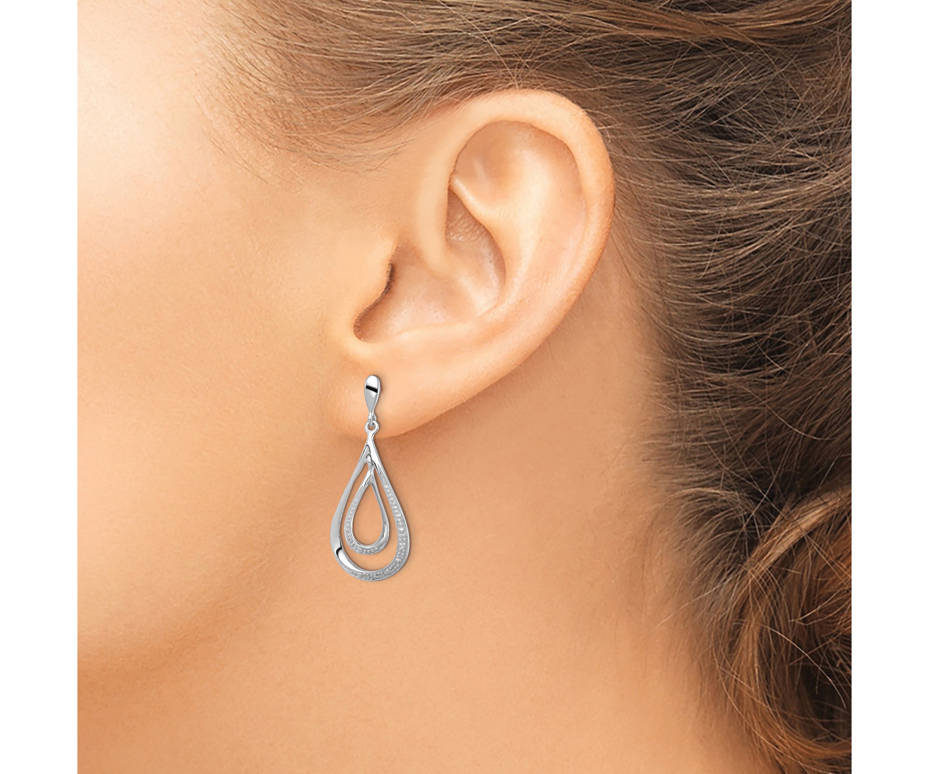 0.018 ct. t.w. Diamond Post Dangle Earrings in Rhodium-plated Sterling Silver
