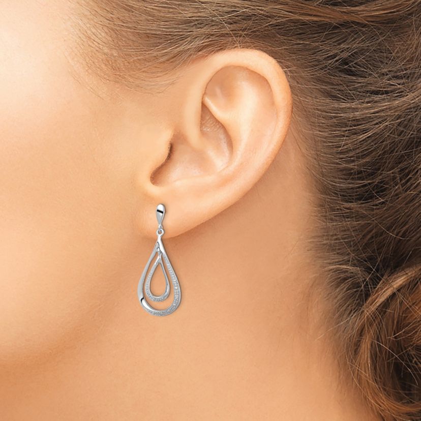 0.018 ct. t.w. Diamond Post Dangle Earrings in Rhodium-plated Sterling Silver