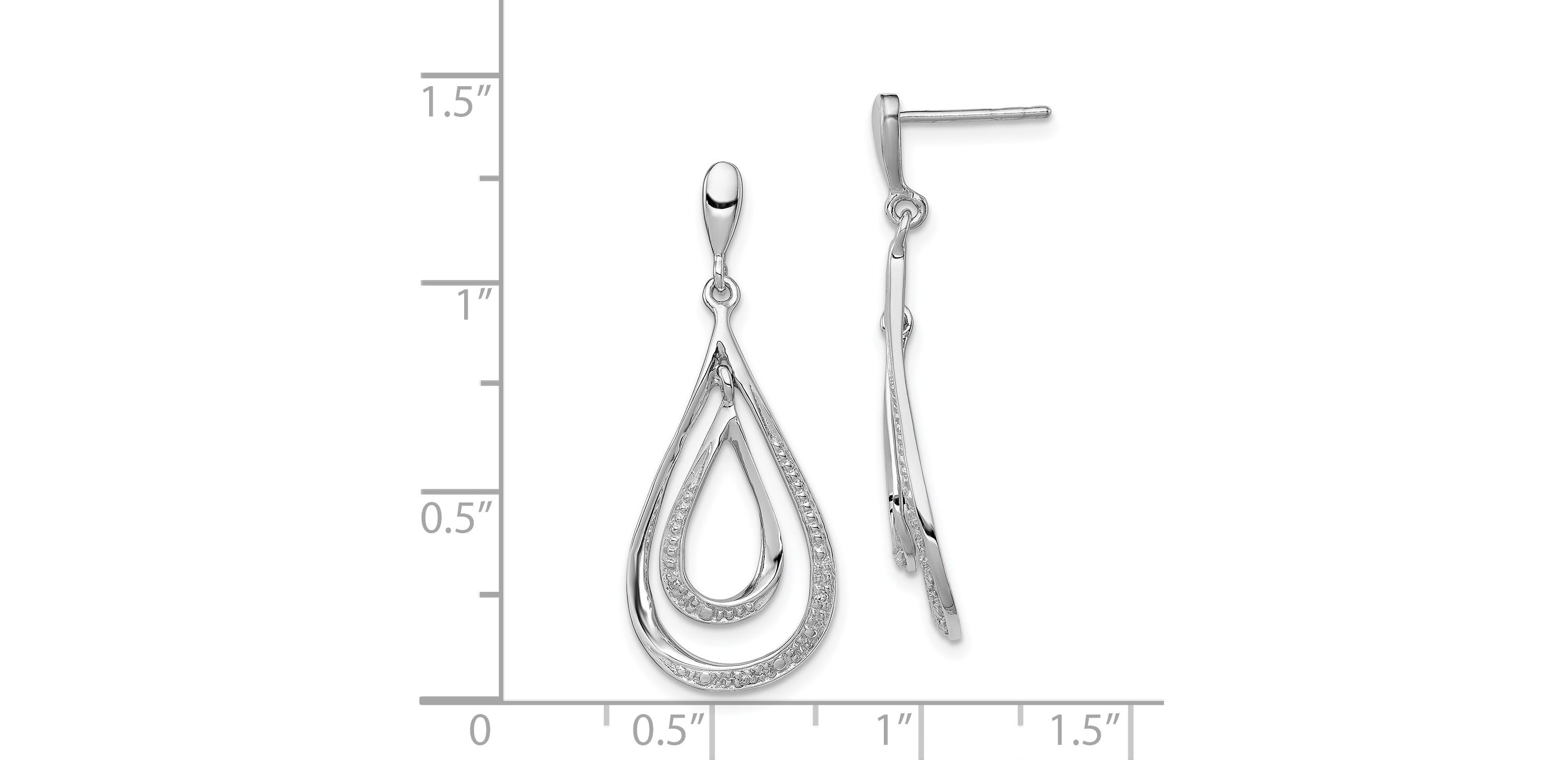 0.018 ct. t.w. Diamond Post Dangle Earrings in Rhodium-plated Sterling Silver