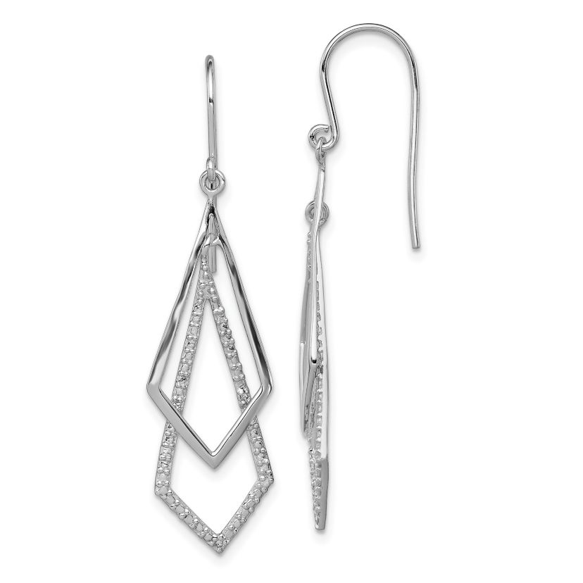 0.018 ct. t.w. Diamond Dangle Earrings in Rhodium-plated Sterling Silver