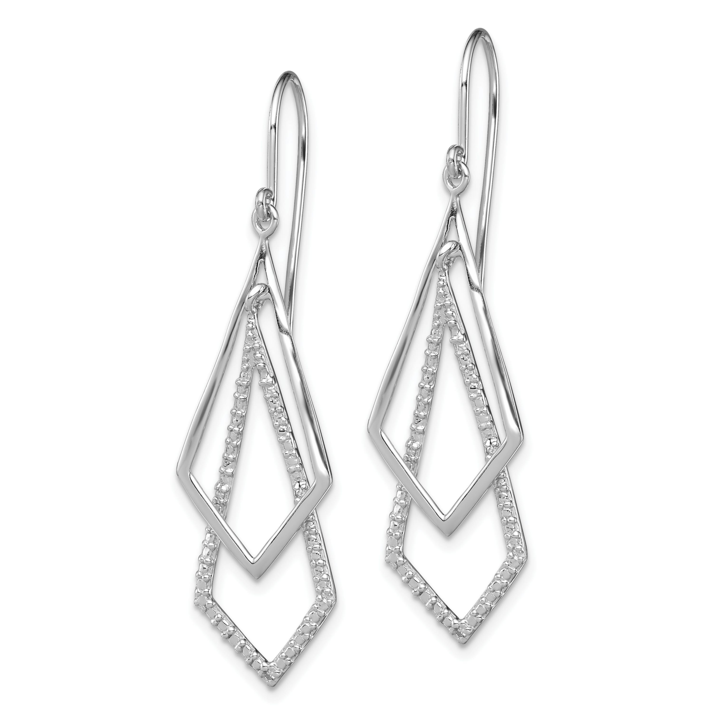 0.018 ct. t.w. Diamond Dangle Earrings in Rhodium-plated Sterling Silver