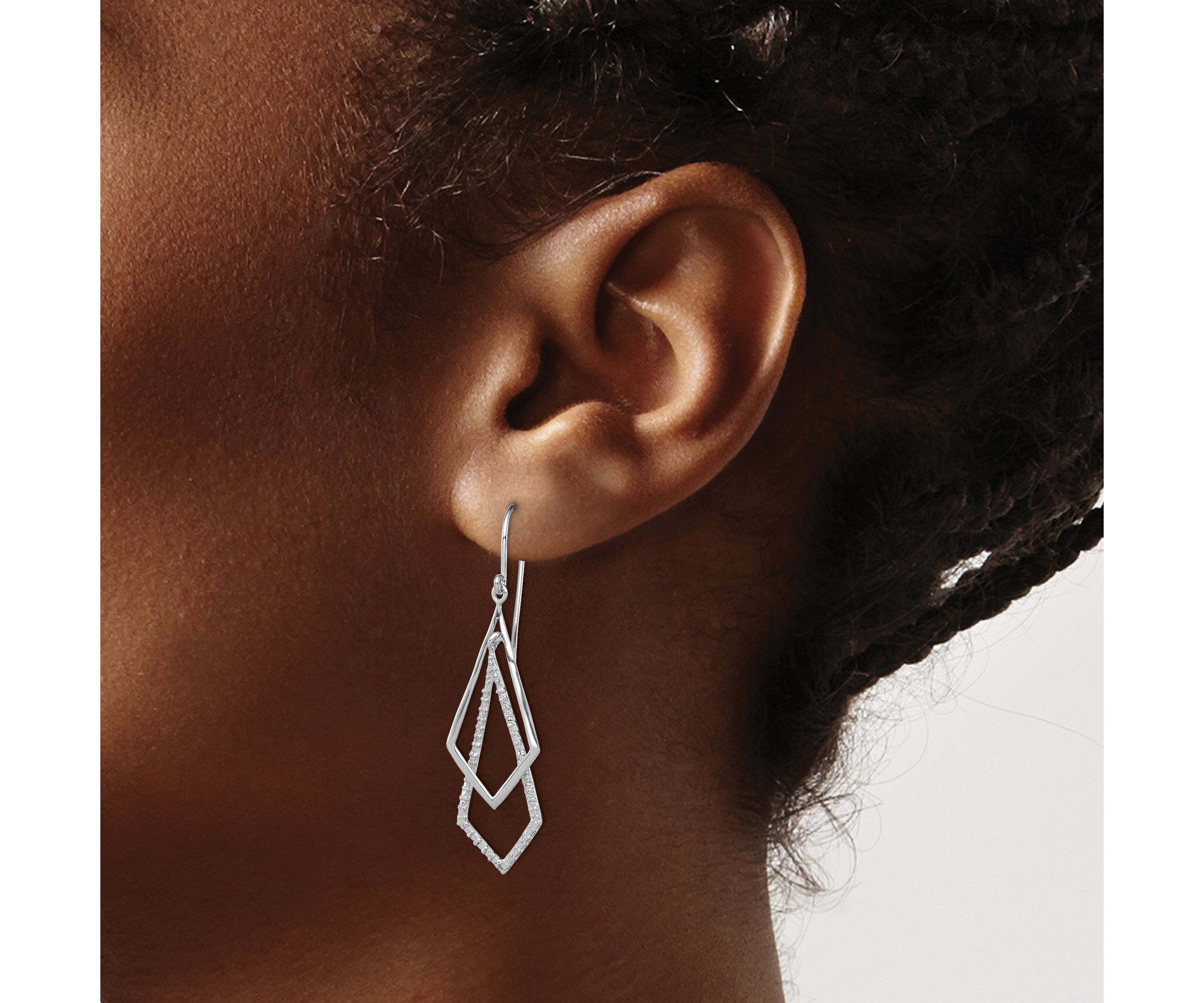 0.018 ct. t.w. Diamond Dangle Earrings in Rhodium-plated Sterling Silver
