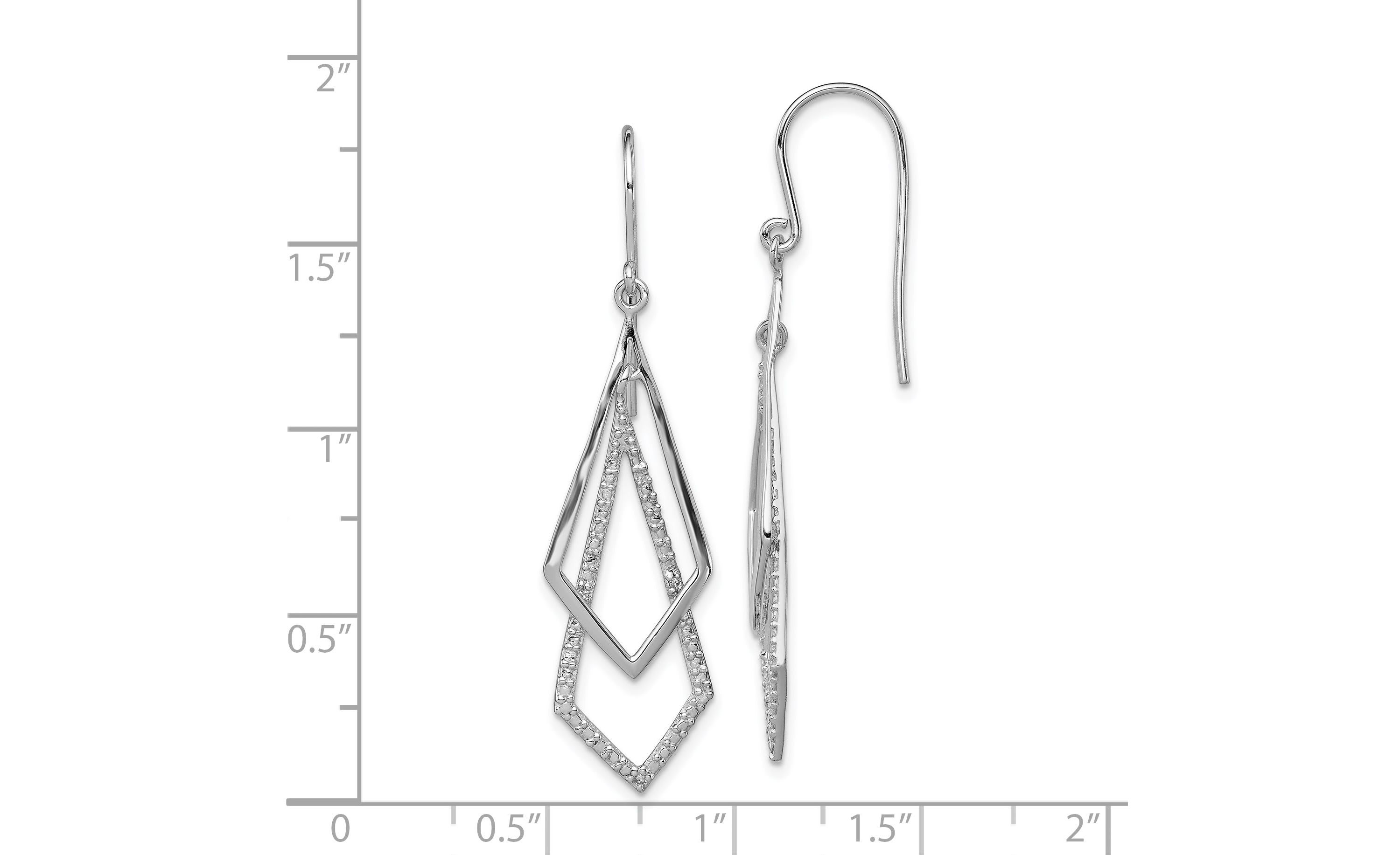 0.018 ct. t.w. Diamond Dangle Earrings in Rhodium-plated Sterling Silver