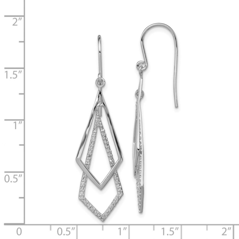 0.018 ct. t.w. Diamond Dangle Earrings in Rhodium-plated Sterling Silver