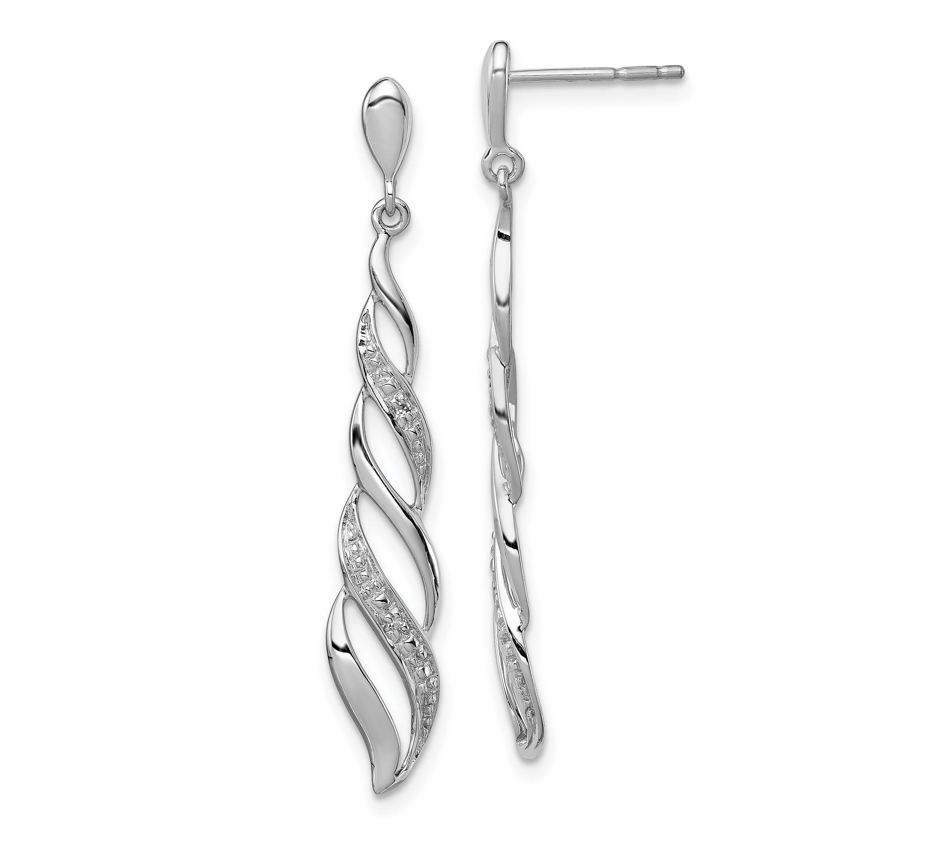 0.012 ct. t.w. Diamond Swirl Post Dangle Earrings in Rhodium-plated Sterling Silver