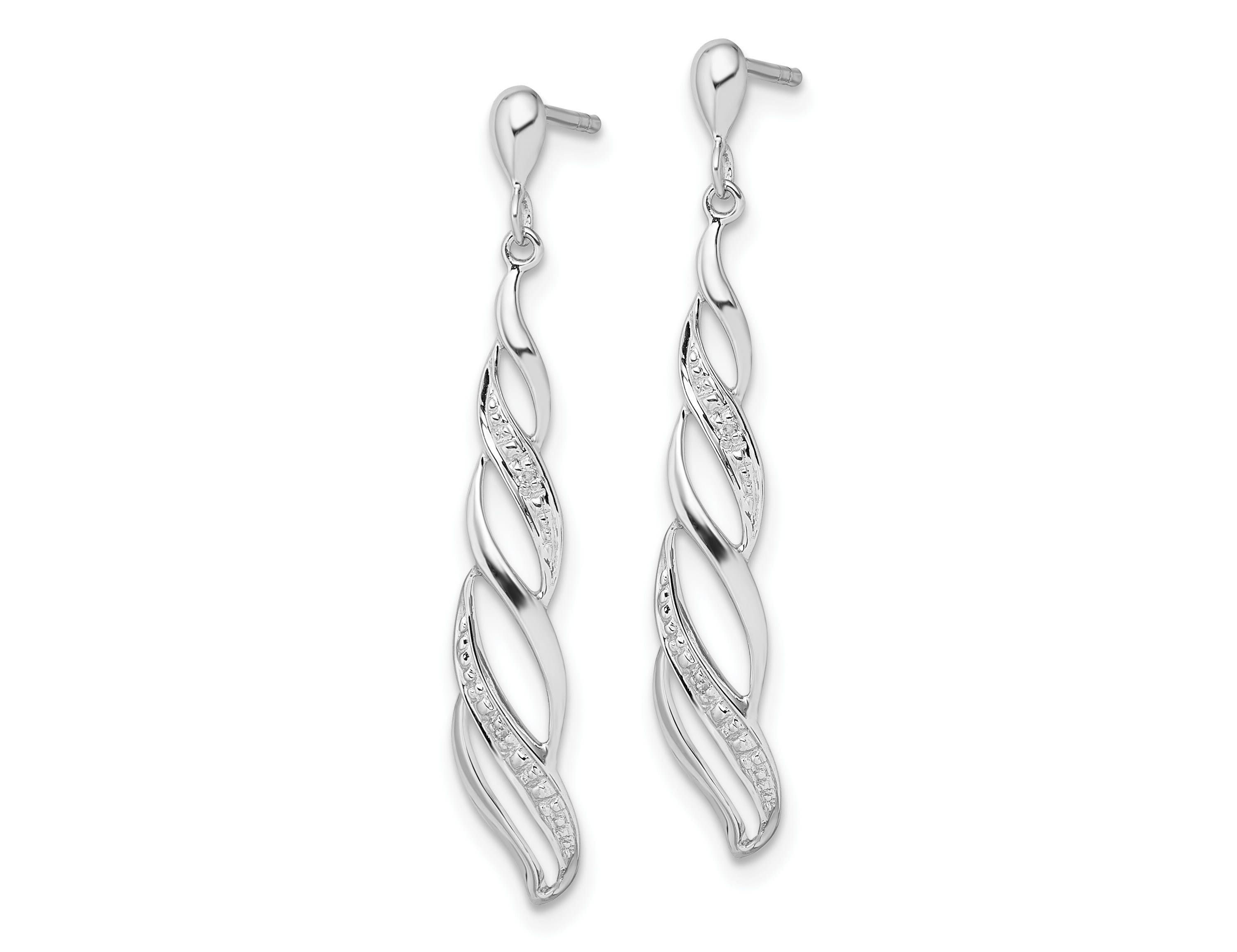 0.012 ct. t.w. Diamond Swirl Post Dangle Earrings in Rhodium-plated Sterling Silver