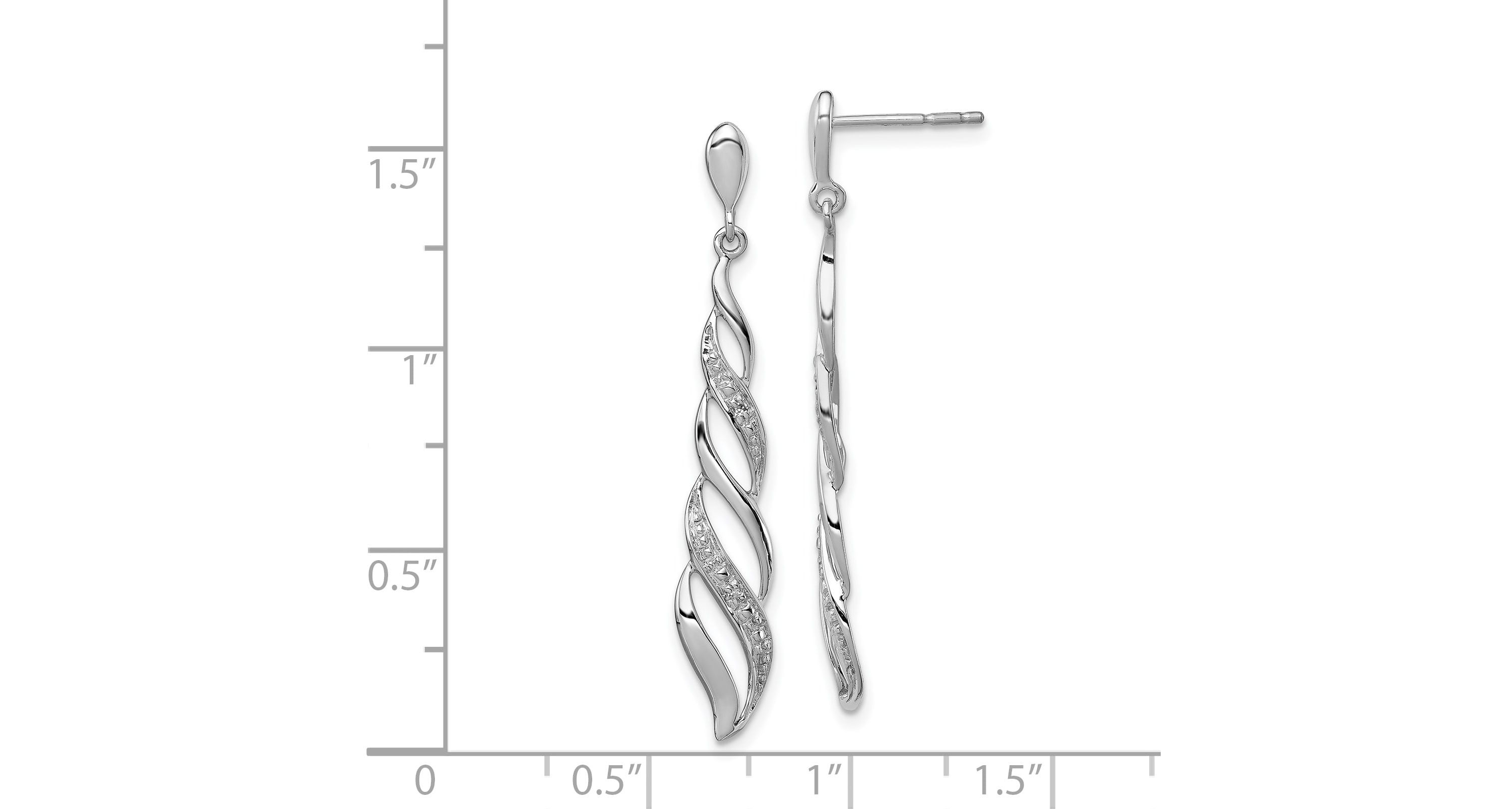 0.012 ct. t.w. Diamond Swirl Post Dangle Earrings in Rhodium-plated Sterling Silver