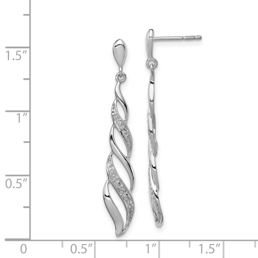 0.012 ct. t.w. Diamond Swirl Post Dangle Earrings in Rhodium-plated Sterling Silver
