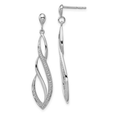 Belk & Co 0.012 ct. t.w. Diamond Swirl Post Dangle Earrings in Rhodium-plated Sterling Silver, White