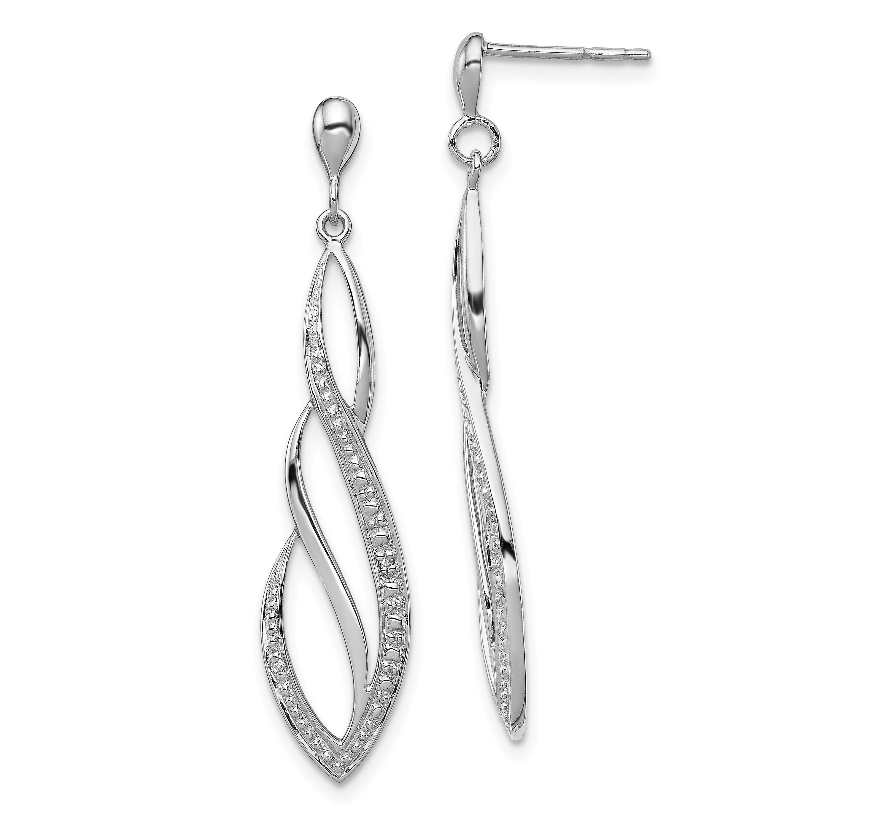 0.012 ct. t.w. Diamond Swirl Post Dangle Earrings in Rhodium-plated Sterling Silver