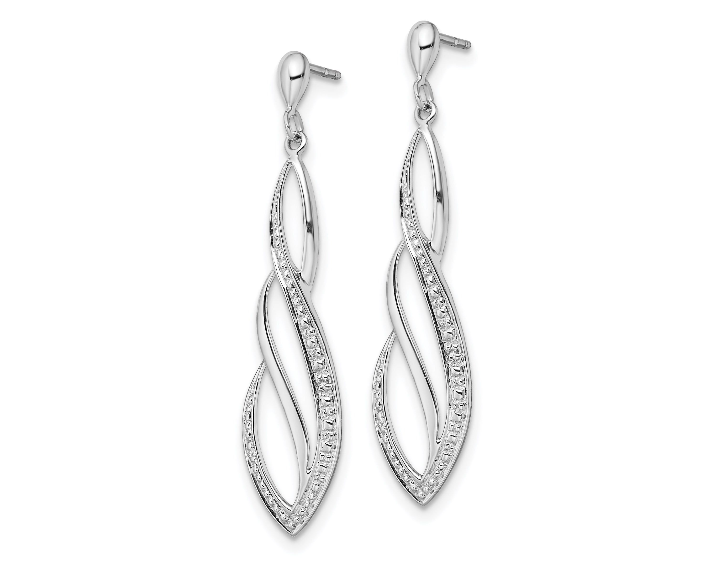 0.012 ct. t.w. Diamond Swirl Post Dangle Earrings in Rhodium-plated Sterling Silver