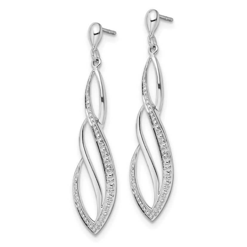 0.012 ct. t.w. Diamond Swirl Post Dangle Earrings in Rhodium-plated Sterling Silver