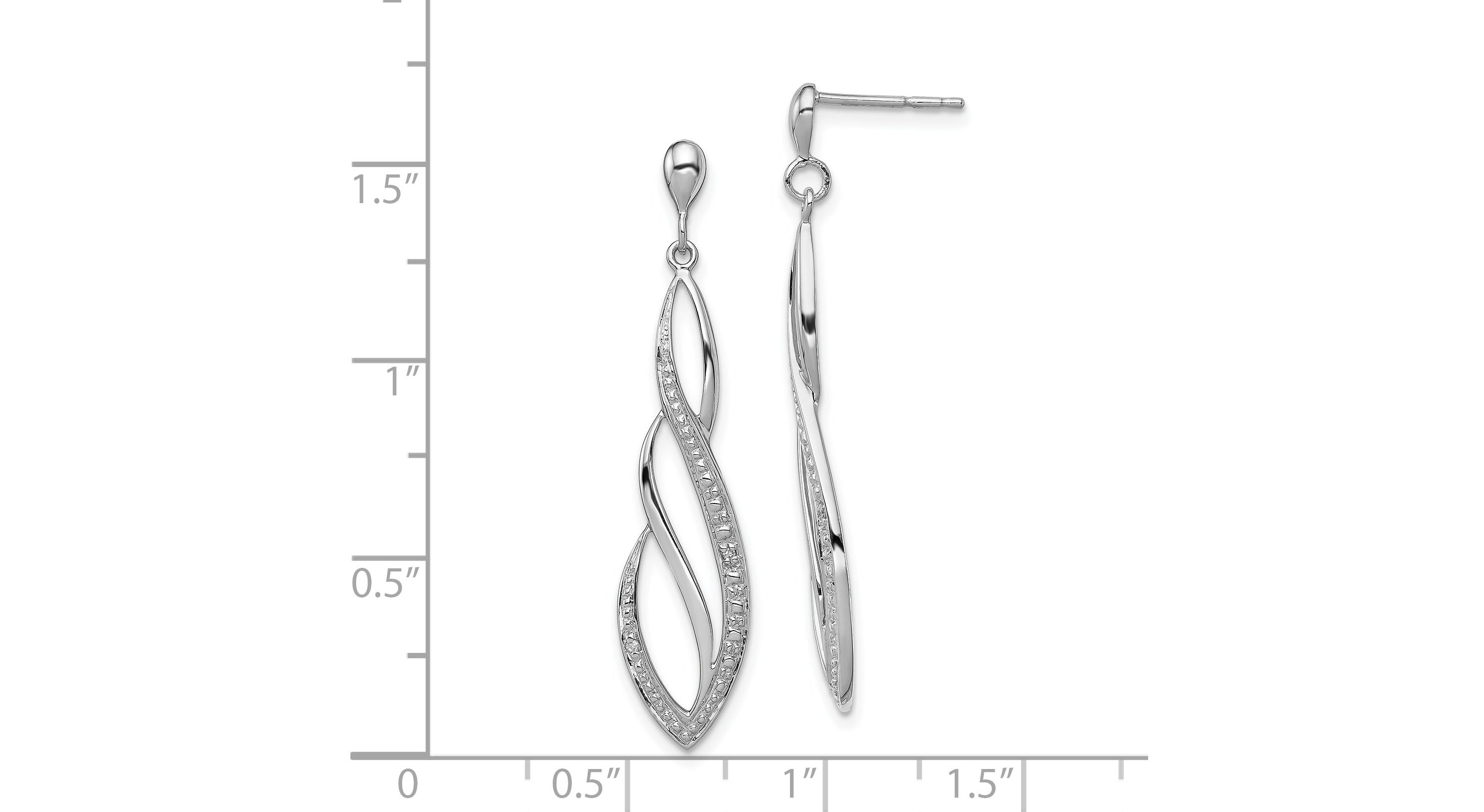 0.012 ct. t.w. Diamond Swirl Post Dangle Earrings in Rhodium-plated Sterling Silver