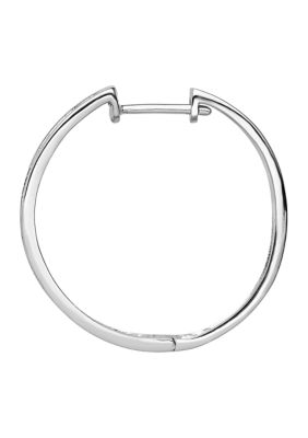 3/8 ct. t.w. Diamond Round Hinged Hoop Earrings in Rhodium Plated Sterling Silver