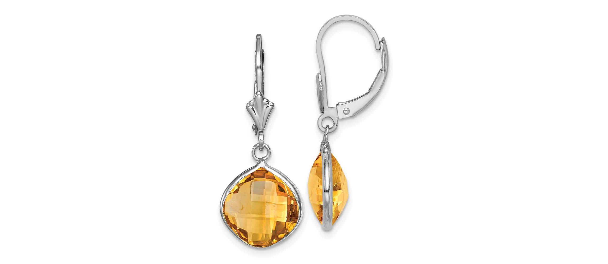 8 ct. t.w. Citrine Dangle Leverback Earrings in Rhodium-plated Sterling Silver