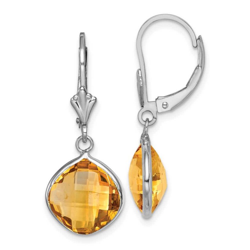 8 ct. t.w. Citrine Dangle Leverback Earrings in Rhodium-plated Sterling Silver